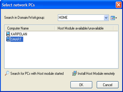 You may select any network (workgroup or domain) computer to get remote access
